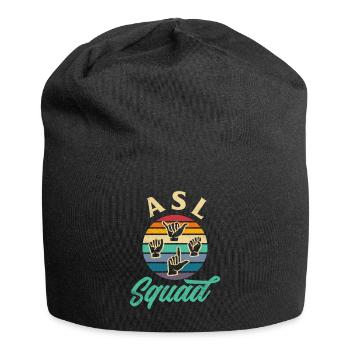 ASL Alphabet Teacher American Sing Language ASL - Jersey-Beanie - Schwarz - Vorne