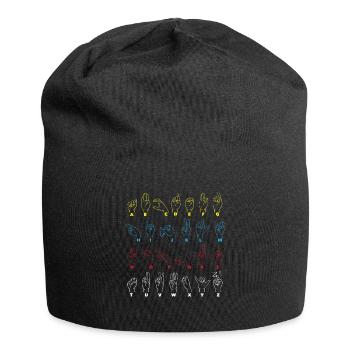 ASL Alphabet Teacher American Sing Language ASL - Jersey-Beanie - Schwarz - Vorne