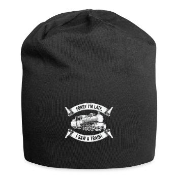 Train Locomotive Hobby Trainspotting Railfan - Jersey Beanie - black - Front