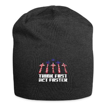 Jet Fighter Pilot Think Fast Act Faster Aviation - Jersey Beanie - charcoal grey - Front
