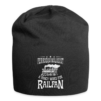 Ferroequinologist Train Railfan Locomotive Hobby - Jersey Beanie - black - Front