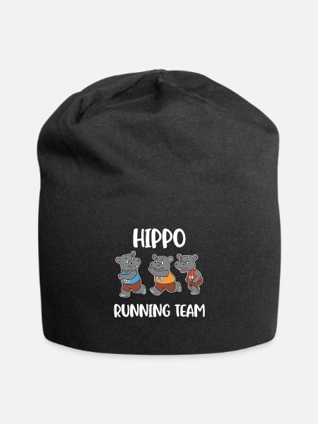 Hippo Running Team Hippo Gift - Jersey Beanie - black