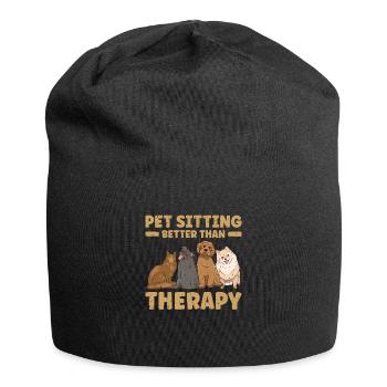 Pet sitting better than therapy - sitting - Jersey Beanie - black - Front