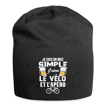 Je Suis Un Mec Simple J'aime Le Vélo Et L'apéro - Bonnet en jersey - noir - Devant