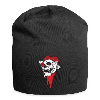 Totenköpfe und Rosen Gothic Knochen Skelett Tod - Jersey-Beanie - Schwarz - Vorne