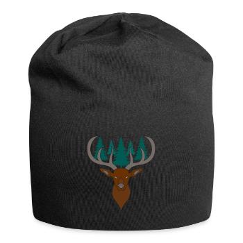 Red deer antlers with deer antlers - Jersey Beanie - black - Front