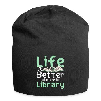 Life is better in the Library - Jersey-Beanie - Schwarz - Vorne