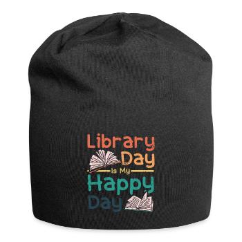 Le jour de la bibliothèque est mon jour heureux - Bonnet en jersey - noir - Devant