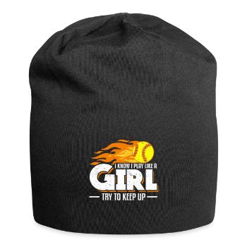 I Know I Play Like A Girl Try To Keep Up Softball - Jersey-Beanie - Schwarz - Vorne