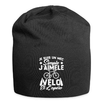 Je Suis Un Mec Simple J'aime Le Vélo Et L'apéro - Bonnet en jersey - noir - Devant