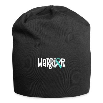 Cervical Cancer Warrior Teal White Ribbon Family - Jersey Beanie - black - Front