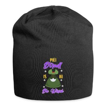 Mein Dirndl is in die da Wäsch Damen Trachten - Jersey-Beanie - Schwarz - Vorne