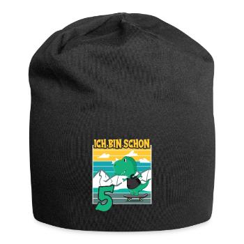 Dino Motif d’anniversaire 5 ans Idée cadeau garçon - Bonnet en jersey - noir - Devant