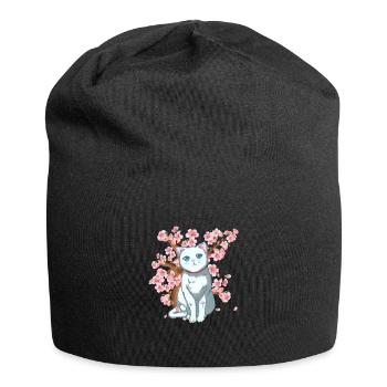 Fleur de cerisier japonais Samouraï Fleur de chat japonais - Bonnet en jersey - noir - Devant