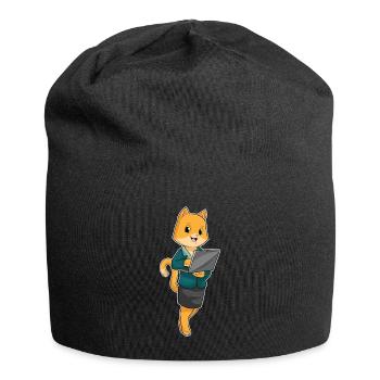 Bureau de l’ordinateur portable du secrétaire chat - Bonnet en jersey - noir - Devant