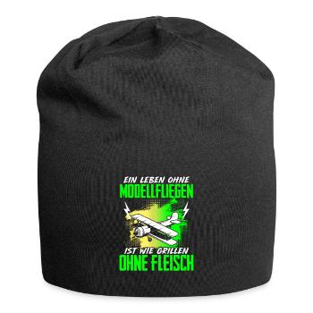 Leben Ohne Modellfliegen Grillen Ohne Fleisch - Jersey-Beanie - Schwarz - Vorne