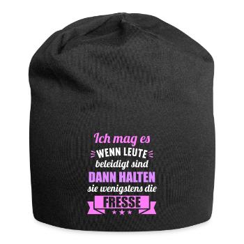 Ich mag es wenn Leute beleidigt sind halten Fresse - Jersey-Beanie - Schwarz - Vorne