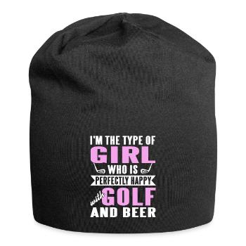 A Girl Who Is Perfectly Happy With Golf & Beer - Jersey Beanie - black - Front