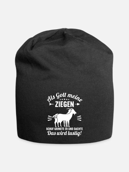 Als Gott meine Ziegen schuf das wird lustig Ziege - Jersey-Beanie - Schwarz