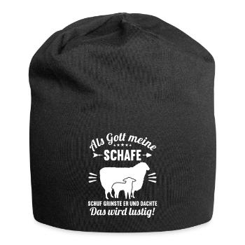 Als Gott meine Schafe schuf das wird lustig Schaf - Jersey-Beanie - Schwarz - Vorne