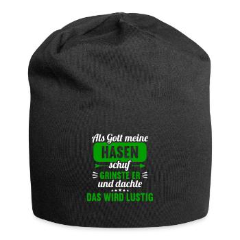 Als Gott meine Hasen schuf das wird lustig Hase - Jersey-Beanie - Schwarz - Vorne