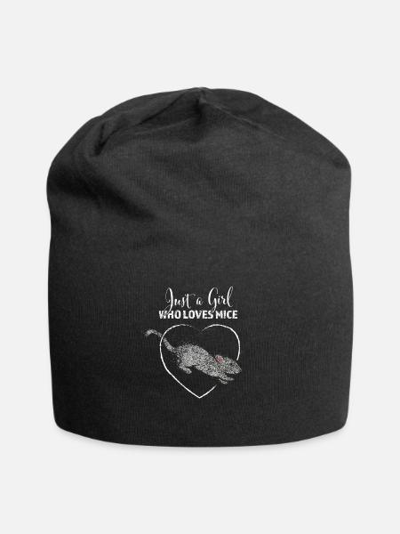 Just a girl who loves mice mouse mouse mouse mouse - Jersey Beanie - black