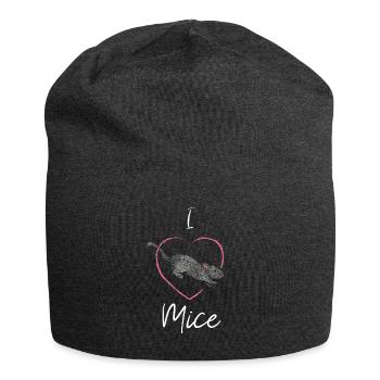 I love mice Mäuseliebhaber Hausmaus Mäusezucht - Jersey-Beanie - Anthrazit - Vorne