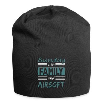 Le dimanche est pour la famille et Airsoft Spruch - Bonnet en jersey - noir - Devant