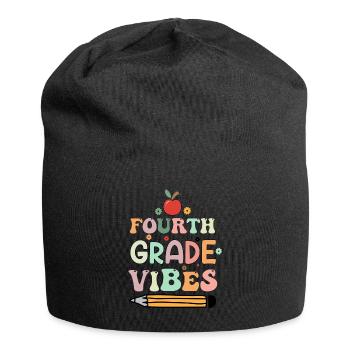 Vierte Klasse Vibes 4. Klasse Retro Back To School - Jersey-Beanie - Schwarz - Vorne