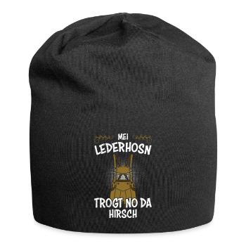 mei lederhosn trogt no da hirsch - Jersey-Beanie - Schwarz - Vorne