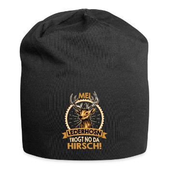Mei Lederhosn trägt no da Hirsch Herren Bayern - Jersey-Beanie - Schwarz - Vorne