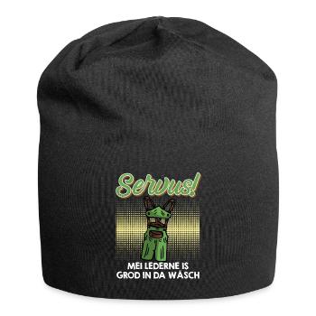 Mei Lederne is grod on da Wäsch Bayern Bier - Jersey-Beanie - Schwarz - Vorne