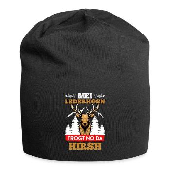 Mei Lederhosn trogt no da Hirsch Bayern - Jersey-Beanie - Schwarz - Vorne