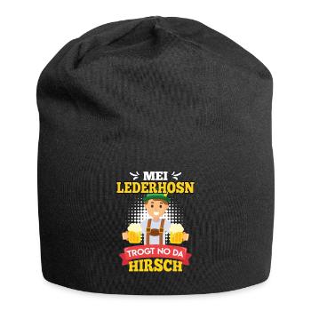 Mei Lederhosn trogt no da Hirsch Bayern Trachten - Jersey-Beanie - Schwarz - Vorne