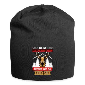 Mei Lederhosn trogt no da Hirsch Bayern - Jersey-Beanie - Schwarz - Vorne
