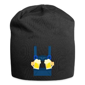 Fake Hosenträger Lederhosen Bayern Bier Trachten - Jersey-Beanie - Schwarz - Vorne