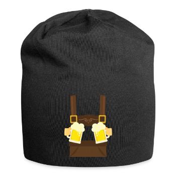 Fake Hosenträger Lederhosen Bayern Bier Trachten - Jersey-Beanie - Schwarz - Vorne
