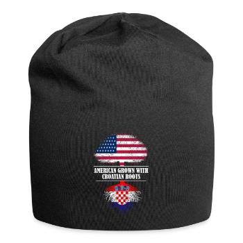 American grown with Croatian roots flag - Jersey Beanie - black - Front