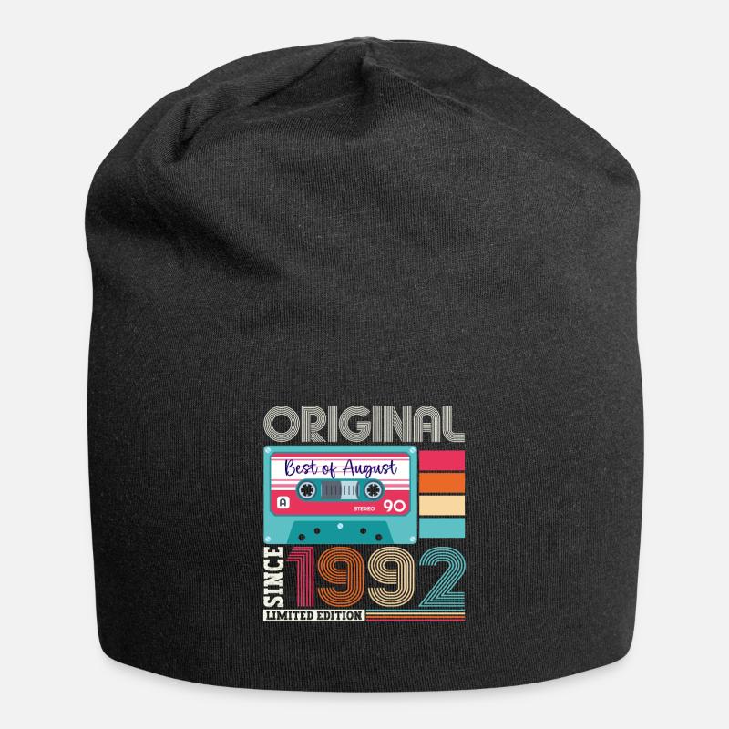 Original August 1992 30. Geburtstag Geschenk Retro - Jersey-Beanie - Schwarz