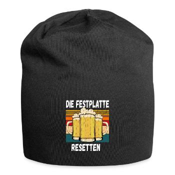Die Festplatte Resetten witziger Trinkspruch - Jersey-Beanie - Schwarz - Vorne