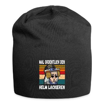 Mal Ordentlich den Helm Lackieren Witziger Spruch - Jersey-Beanie - Schwarz - Vorne