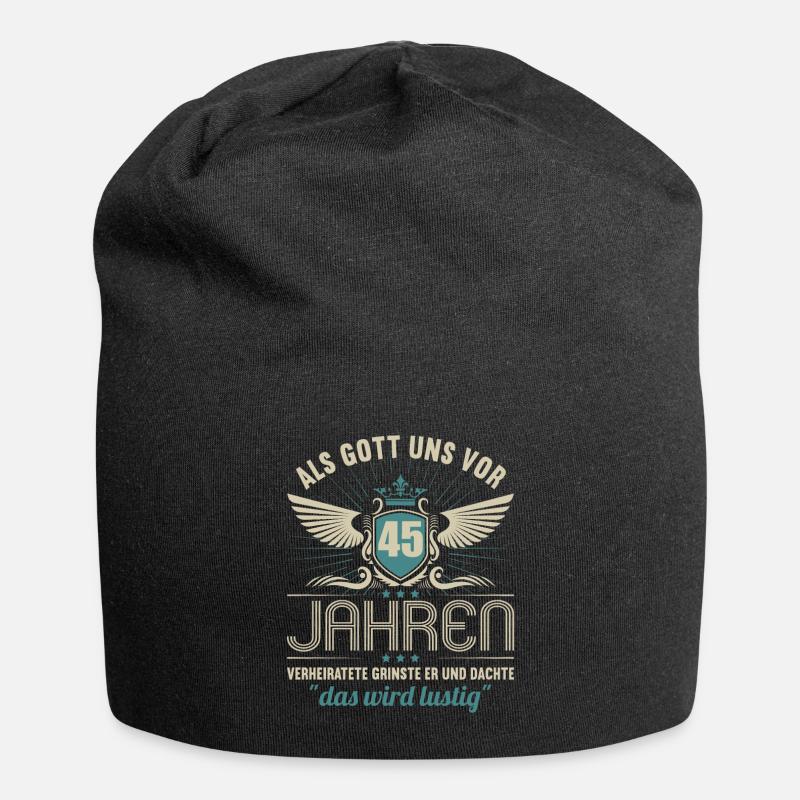 45 Jahre verheiratet wird lustig 45.Hochzeitstag - Jersey-Beanie - Schwarz