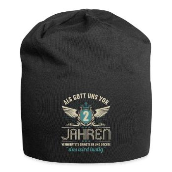 2 Jahre verheiratet wird lustig 2.Hochzeitstag - Jersey-Beanie - Schwarz - Vorne