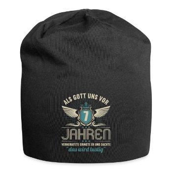 7 Jahre verheiratet wird lustig 7.Hochzeitstag - Jersey-Beanie - Schwarz - Vorne