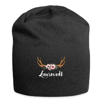 Hirsch Geweih Lausmadl - Jersey-Beanie - Schwarz - Vorne
