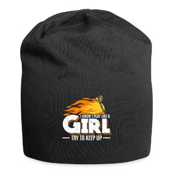 I Know I Play Like A Girl Try To Keep Up Darts - Jersey Beanie - black - Front