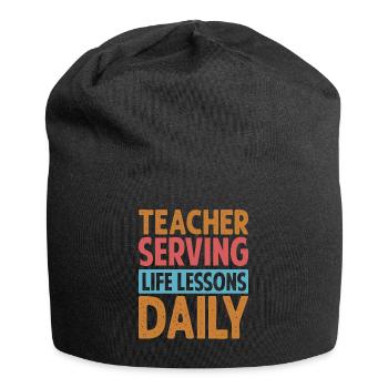 Teacher Serving Life Lessons Daily - Kindergarten - Jersey Beanie - black - Front