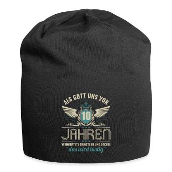10 Jahre verheiratet wird lustig 10.Hochzeitstag - Jersey-Beanie - Schwarz - Vorne