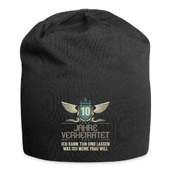 10 Jahre verheiratet kann tun 10.Hochzeitstag - Jersey-Beanie - Schwarz - Vorne