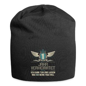 1 Jahr verheiratet kann tun 1.Hochzeitstag - Jersey-Beanie - Schwarz - Vorne